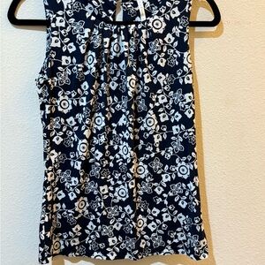 DNA Couture Blue and White Floral Halter Top Sz Sm